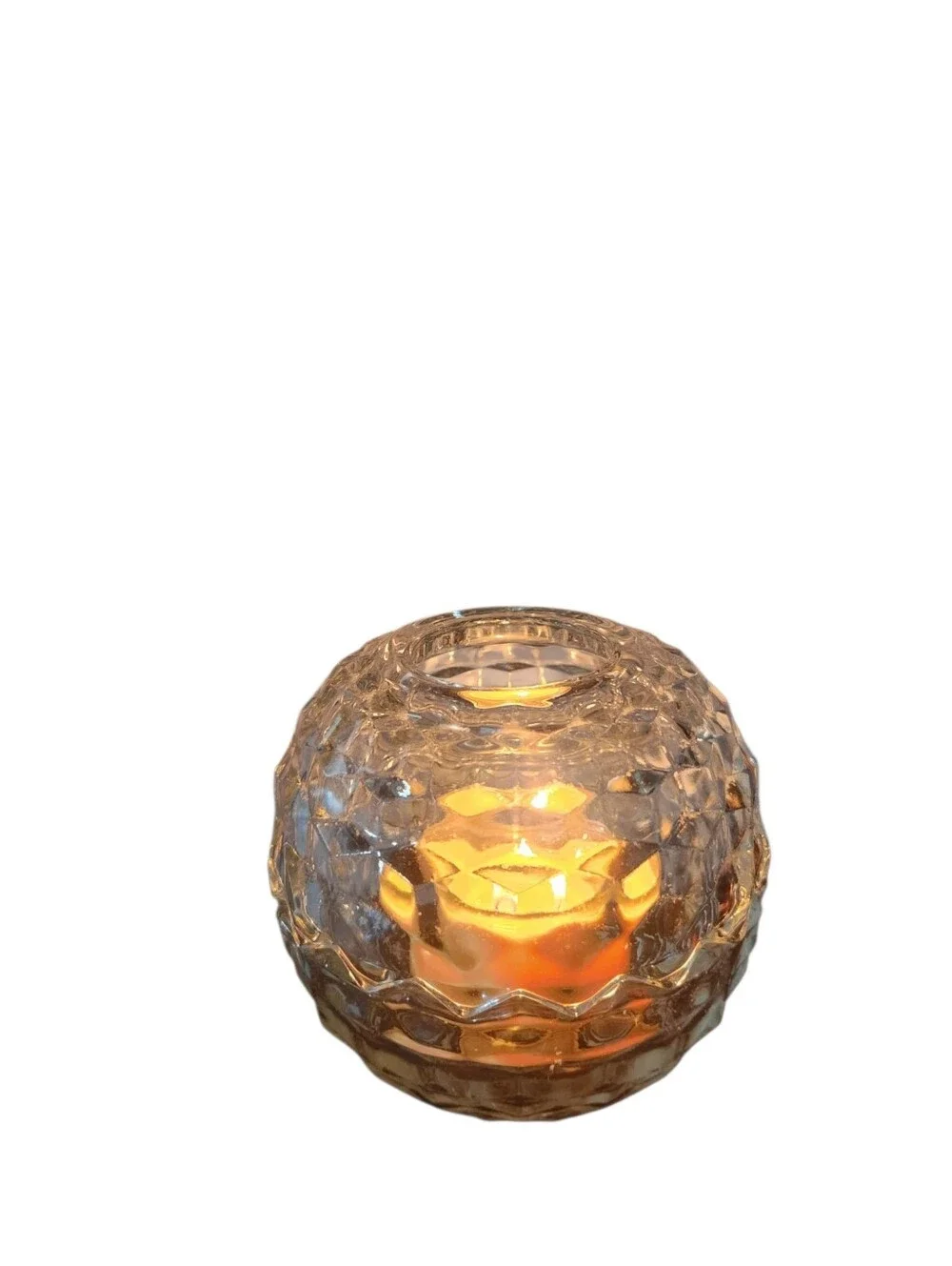Vintage Homco Fairy Light Lamp Clear Glass Geometric Candle Holders Cottagecore